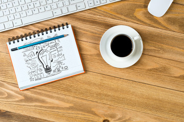 Business workplace with stuff