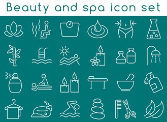 Beauty and spa icon set