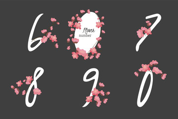 Floral  sakura collection numbers in vintage color.