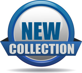 NEW COLLECTION / realistic modern glossy 3D eps vector sign / icon in blue with a banderole