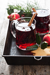 Mulled wine with cinnamon and star anise
