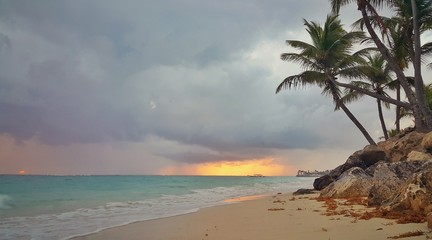 Sunrise over tropical beach