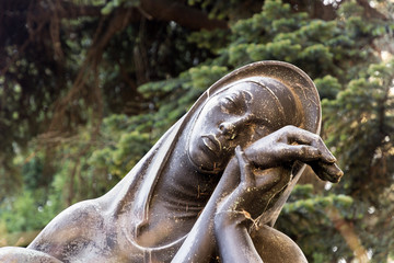 Fototapeta na wymiar Bronze head of a statue