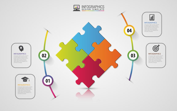 Puzzle piece infographics business concept. Modern design template. Vector