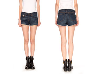 female legs in shorts and boots