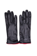 Black female leather gloves isolated on white background