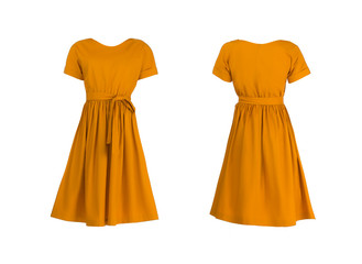 Orange dress isolated on white - 98339219