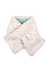 Women's fur white scarf on a white background