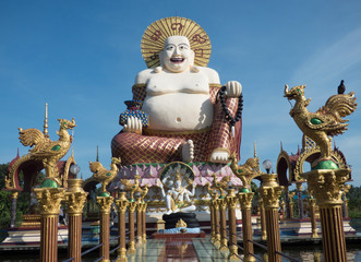 Wat Plai Laem laughing buddha Thailand sightseeing