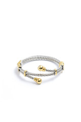 silver bracelet with gold accents on a white background
