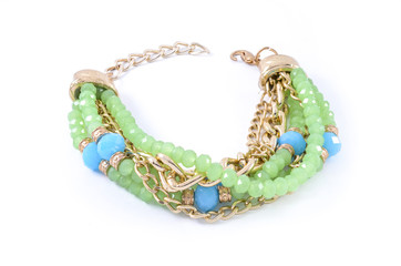 green bracelet isolated on white
