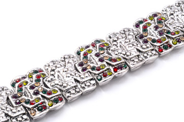 silver bracelet on a white background