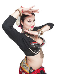 Beautiful exotic belly tribal dancer woman