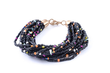 bracelet of colored beads isolated on white