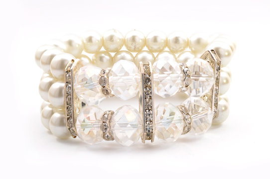 bracelet with pearls on a white background