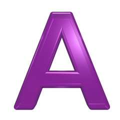 One letter from purple glass alphabet set, isolated on white. Computer generated 3D photo rendering.
