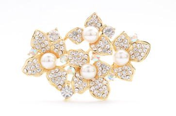 brooch with flowers on a white background