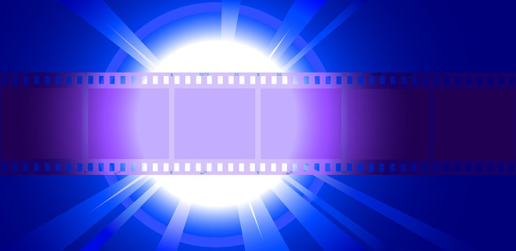 Photo Film closeup illuminated spotlight. Vector illustration