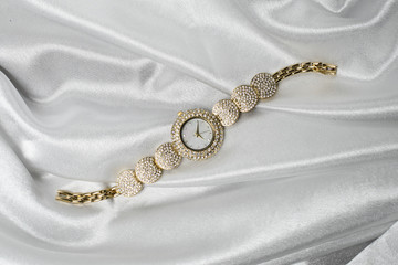 Women's Wrist gold watch with diamonds