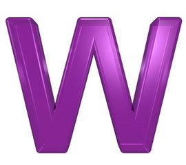 One letter from purple glass alphabet set, isolated on white. Computer generated 3D photo rendering.