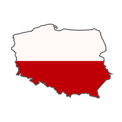 National Flag of Poland overlaid on detailed outline map isolated on white background. Vector template - 98344405