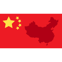 China state flag with territorial borders. Vector illustration template
