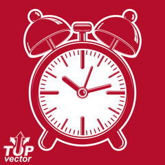 Vector 3d alarm clock with two symmetric bells, wake up concept