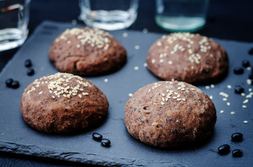black beans buns with sesame seeds