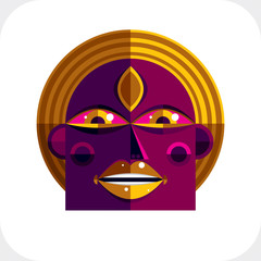 Personality face colorful vector illustration made from geometri