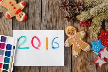 Drawing year symbol on paper