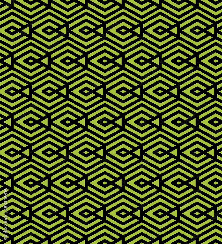 Poster green abstract seamless pattern with interweave lines. vector or