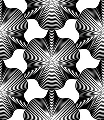 Continuous vector pattern with black graphic lines, decorative a