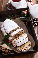 Christmas stollen with tea