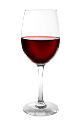 Glass of red wine on light background