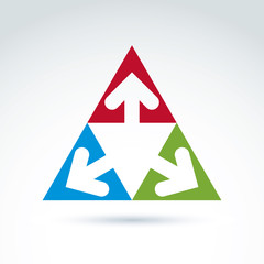 Vector abstract triangular icon with arrow, abstract symbol