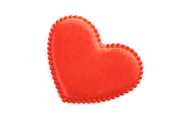 Textile red heart isolated on a white background