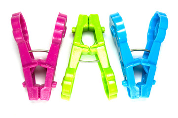 Plastic clothespin / Plastic clothespin isolated on white background