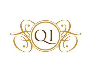QI Luxury Ornament Initial Logo