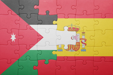 puzzle with the national flag of spain and jordan