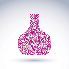 Alcohol flower-patterned bottle, classic pitcher with abstract v