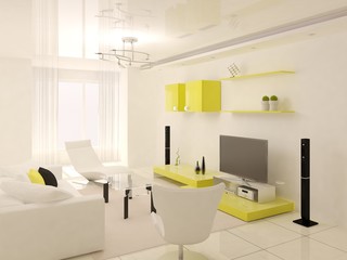 Fototapeta na wymiar Modern interior design of living room.