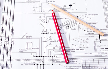 Схема строительства и карандаш