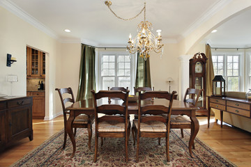 Dining room with pantry view