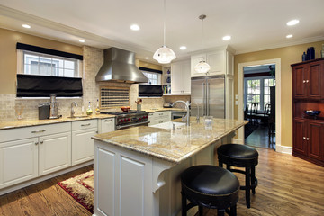 Kitchen with white cabinetry