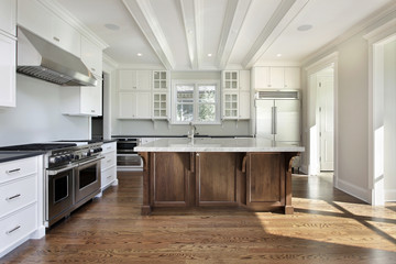 Kitchen with white cabinetry