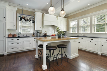 Kitchen with white cabinetry