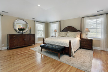 Master bedroom with tray ceiling