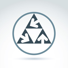 Vector abstract triangular icon with arrow, abstract symbol, des