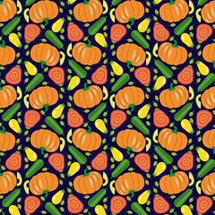 vector vegetables seamless pattern  in flat style with pattern w