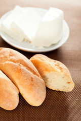 Homemade baguettes with cheese